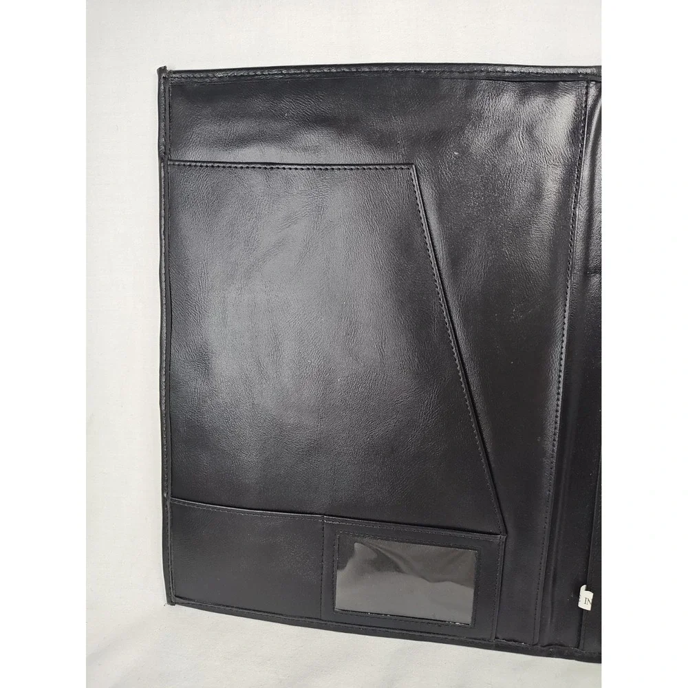 Vintage London Fog Black Leather Patchwork Portfolio Padfolio Organizer Case